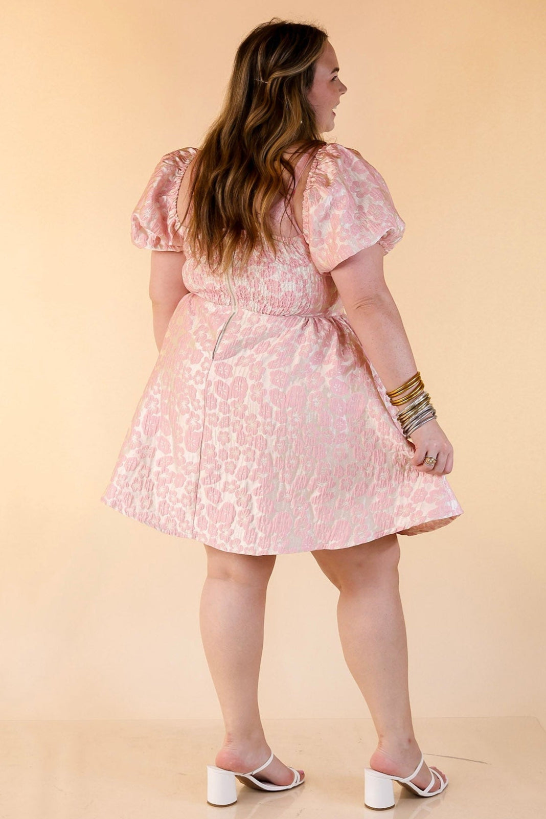 Floral Fairytale Floral Corset Dress with Puff Sleeves in Pink