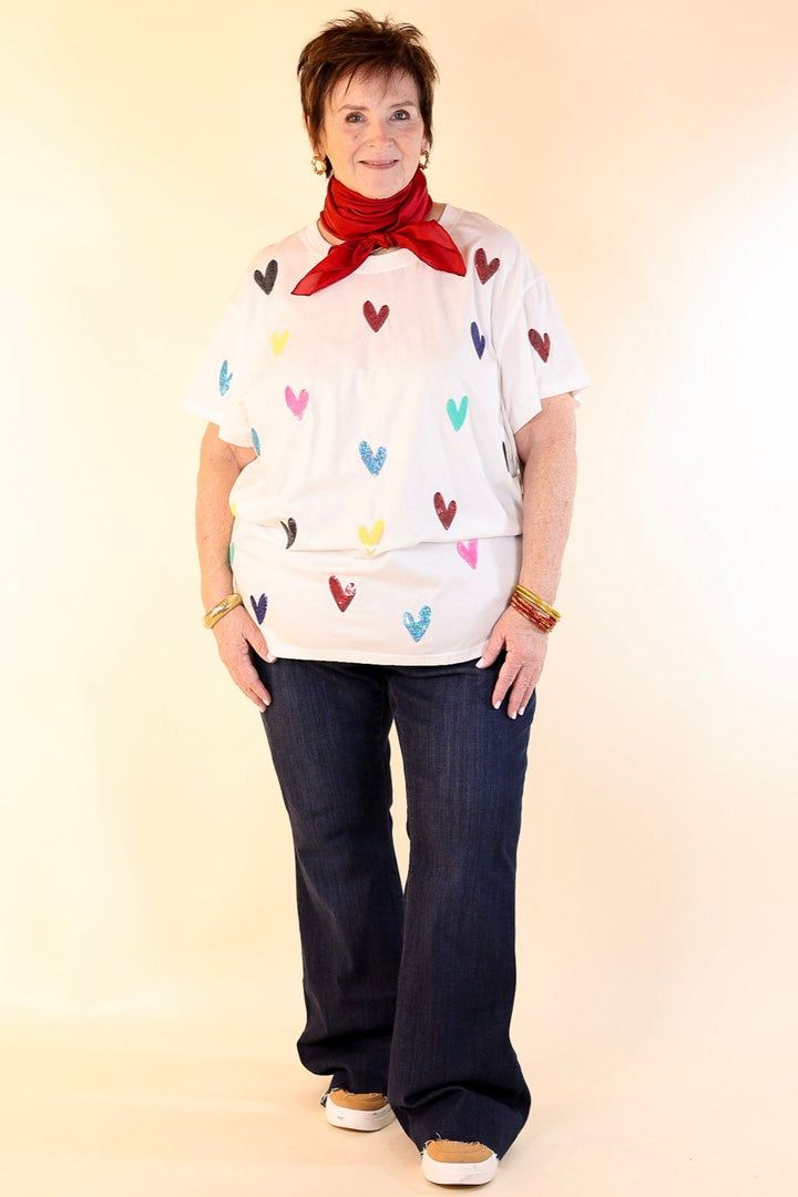 Queen Of Sparkles | Charm Me Multi-Colored Sequin Top in White