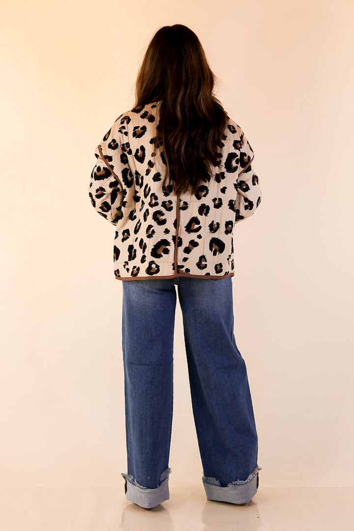 Spotted in Style Quilted Leopard Print Jacket in Cream