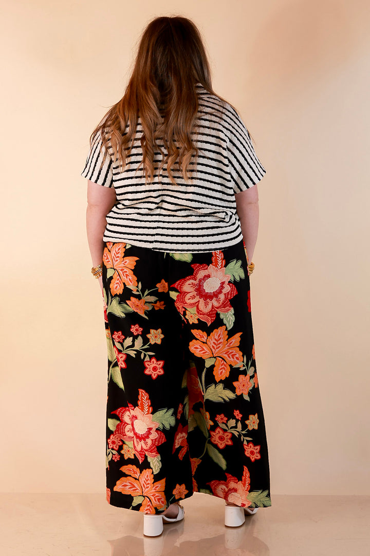 Fresh Picked Floral Print Wide Leg Pants in Black