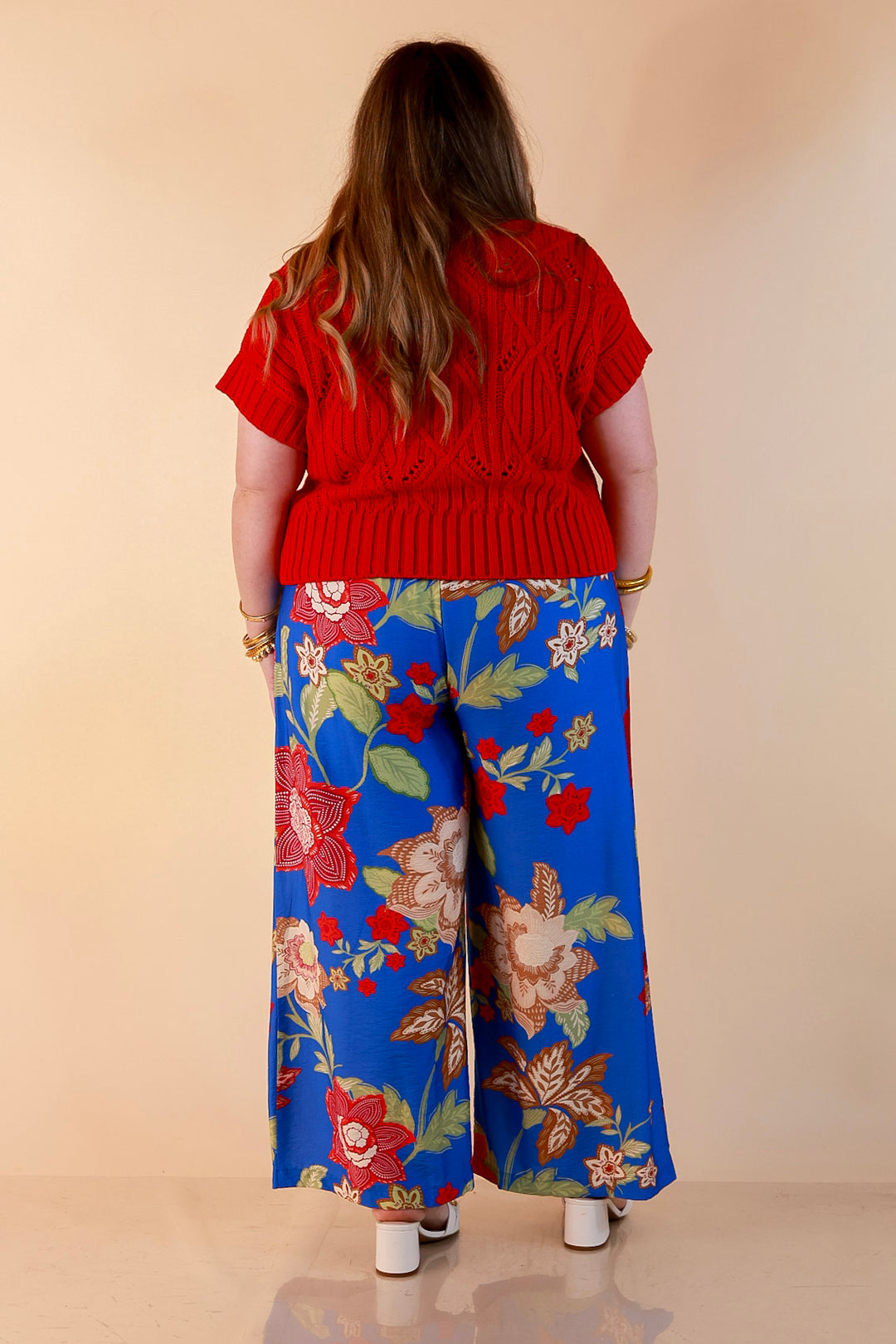 Fresh Picked Floral Print Wide Leg Pants in Blue