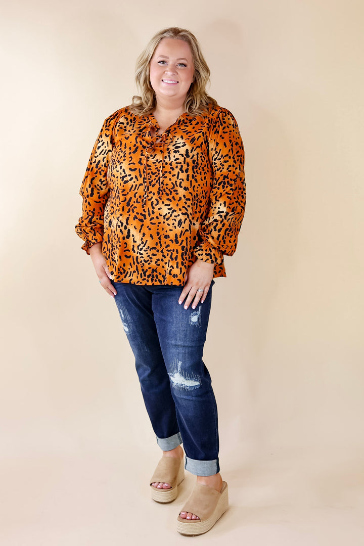 Boss Lady Leopard Print Top in Rust Orange - Giddy Up Glamour Boutique
