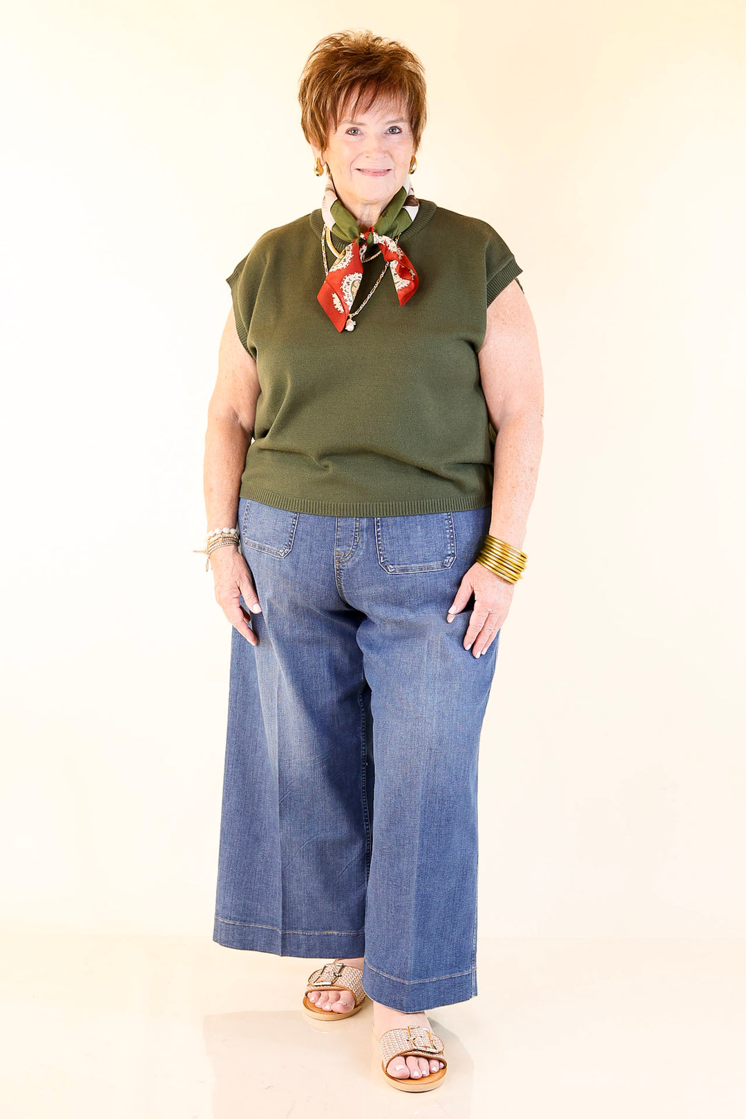 Effortlessly Yours Short Sleeve Crew Neck Sweater in Dark Olive Green