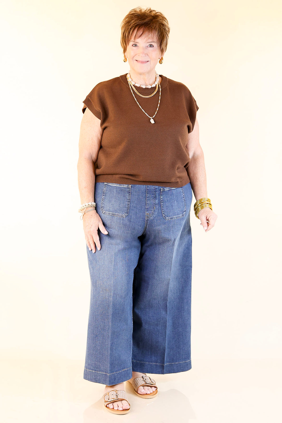 Effortlessly Yours Short Sleeve Crew Neck Sweater in Chocolate Brown