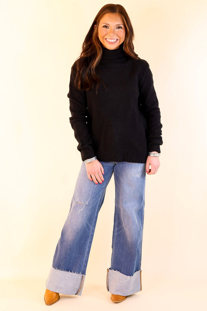 Cozy Couture Long Sleeve Turtleneck Sweater in Black