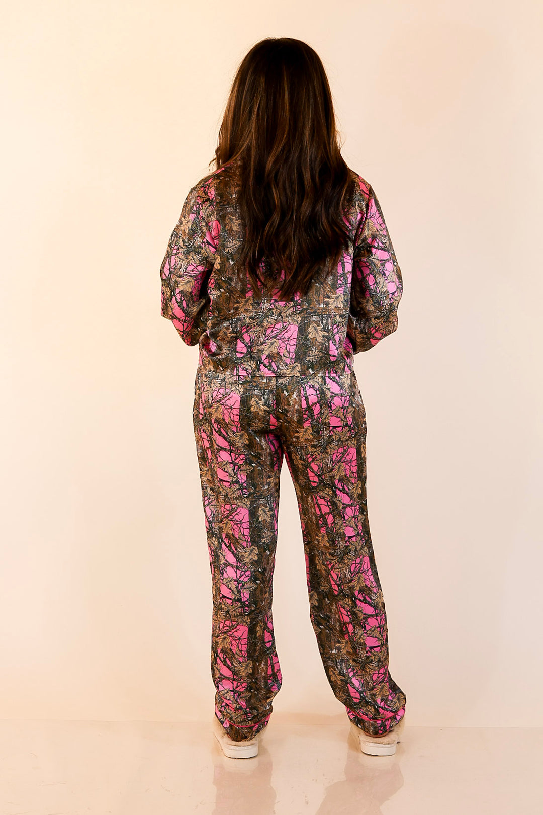 Simply Southern | Sweet Slumber Matching PJ Satin Set with Bow Detailing in Pink Camoflauge