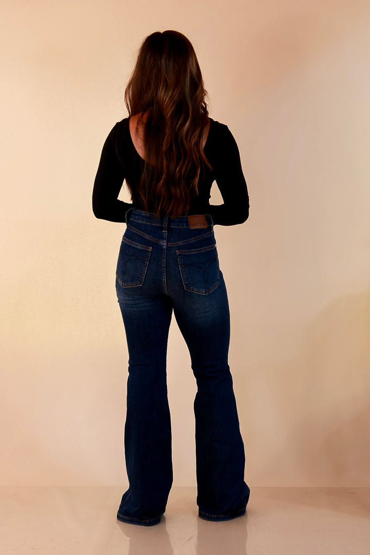 Judy Blue | Forever Flattering Tummy Control Charlotte Flare Jeans in Dark Modern Indigo Wash