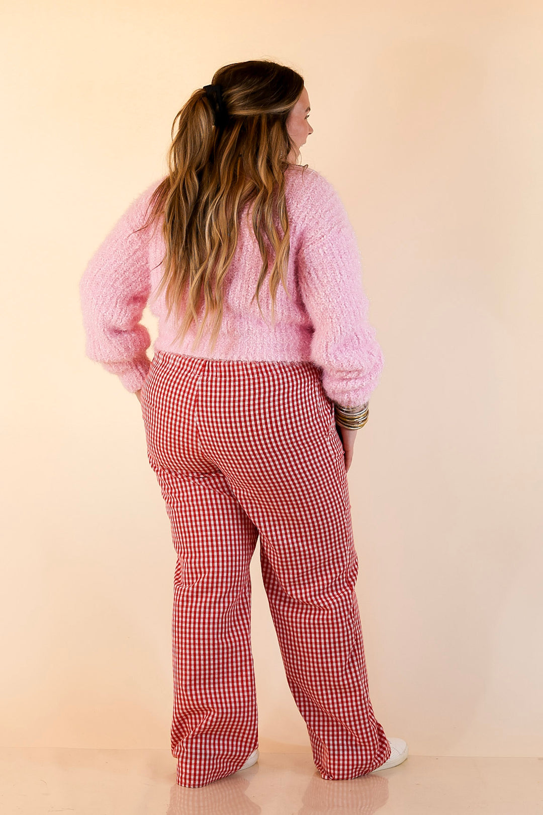Simply Southern | Tied to Perfection Eyelash Textured Knit Sweater with Red Bow in Pink