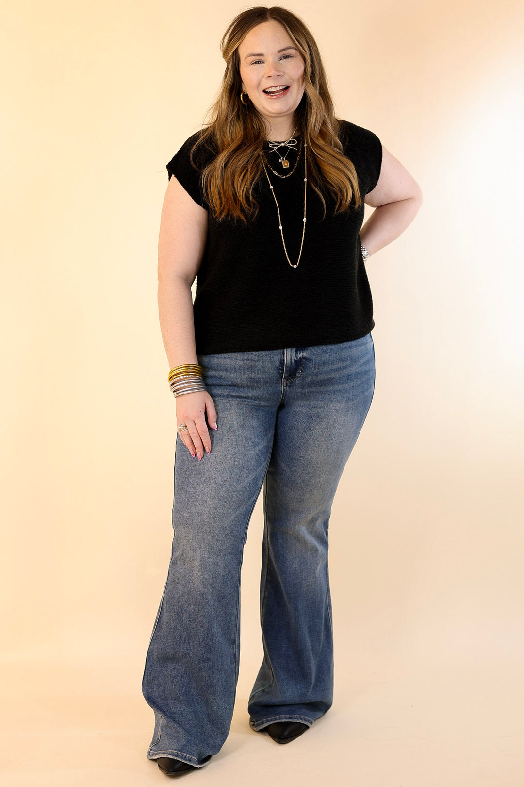 Judy Blue | Ready to Roll Tummy Control Flare Jean with Shield Back Pockets in Vintage Medium Wash