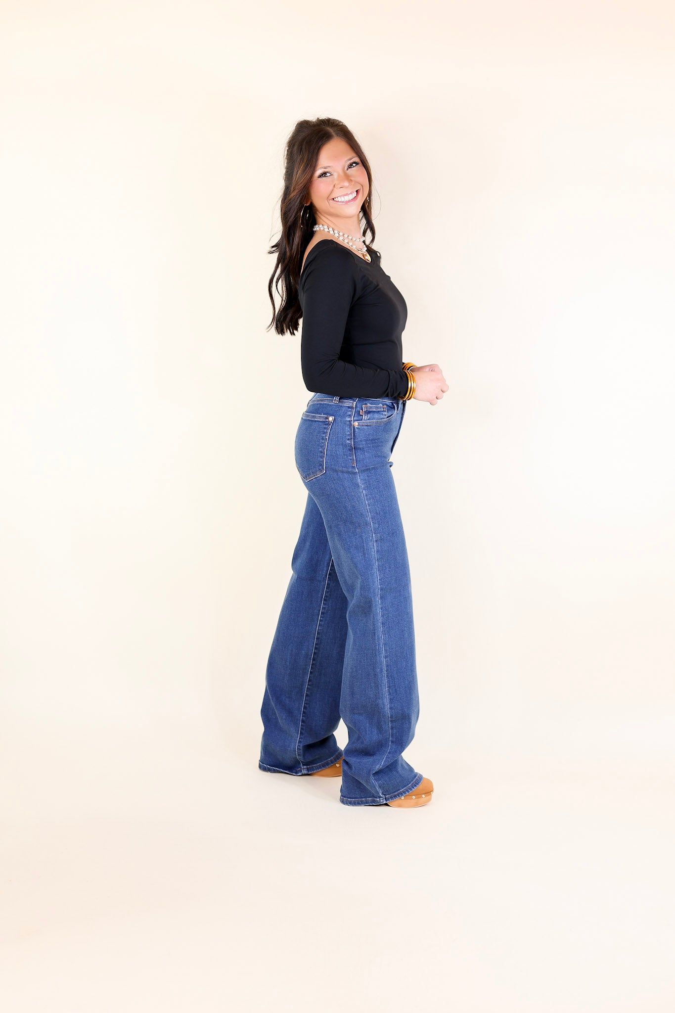 Judy Blue | High Society High Waisted Vintage Wide Leg Jean in Medium Wash