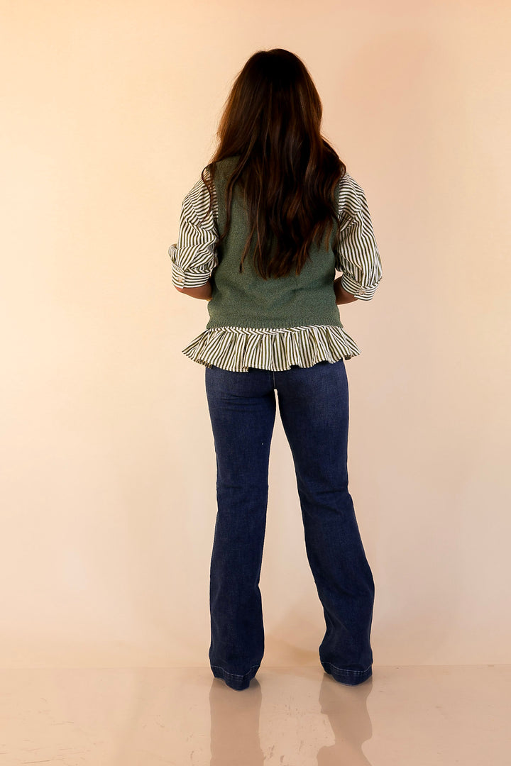 Everyday Staple Textured Knit Sweater Vest in Olive Green