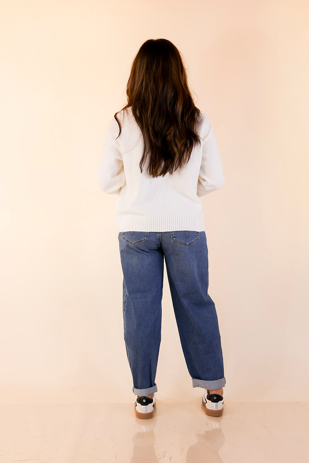 Simply Southern | Finest Touch Crewneck Sweater with Bow Teddy Bear Graphic in Cream