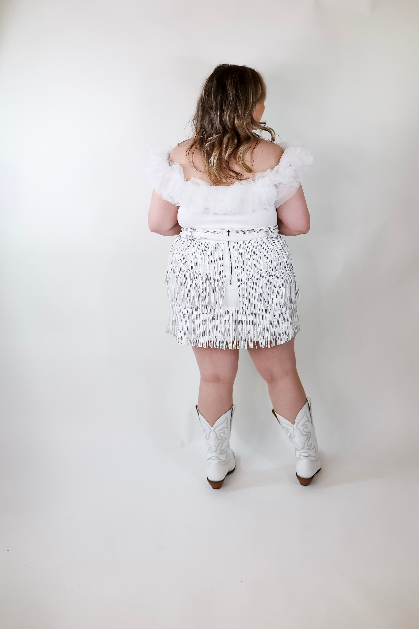 Pose For The Camera Tulle Upper Bodysuit in White - Giddy Up Glamour Boutique
