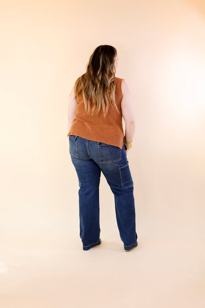 Doesn't Get Better Turtle Neck Knit Sweater Tank Top in Camel Brown