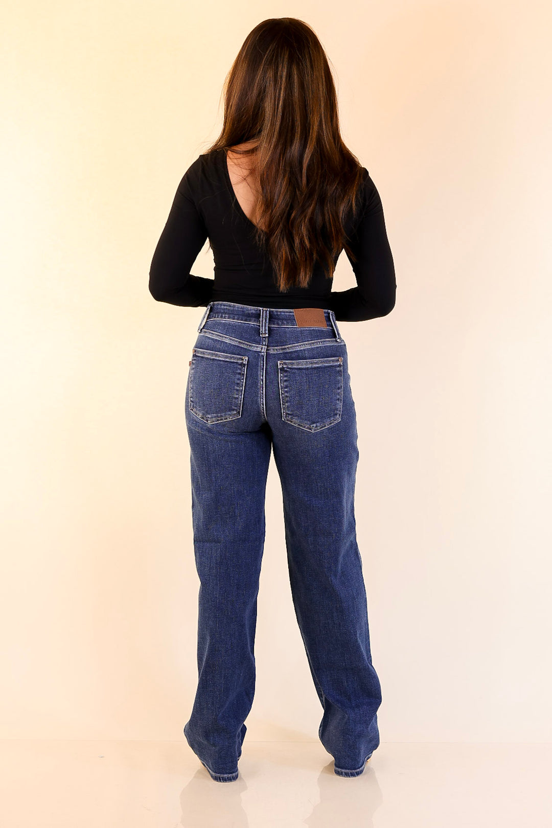 Judy Blue | Polished Path 90's Straight Leg Denim Jeans with Front Patch Pocket in Medium Wash