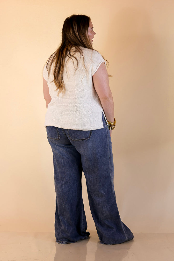 Judy Blue | Made to Move Wide Leg Palazzo Featherweight Elastic Waistband Jeans in Dark Wash