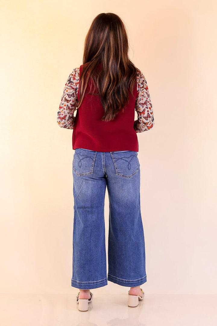 Main Attraction Bow Tie Front Sweater Vest in Maroon