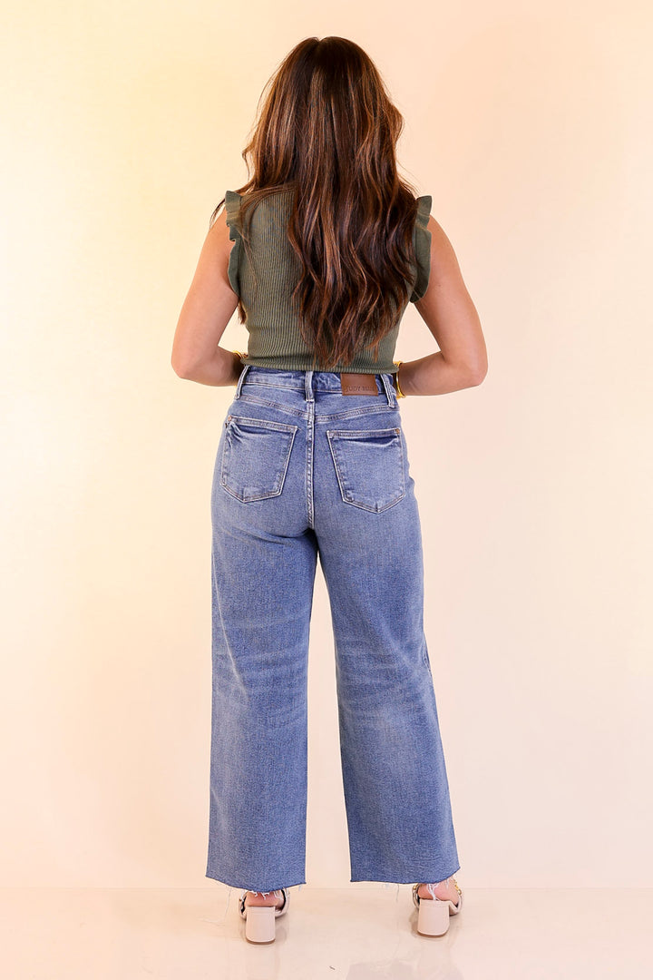 Flirty Frill Scoop Neck Top with Ruffle Sleeves in Olive Green