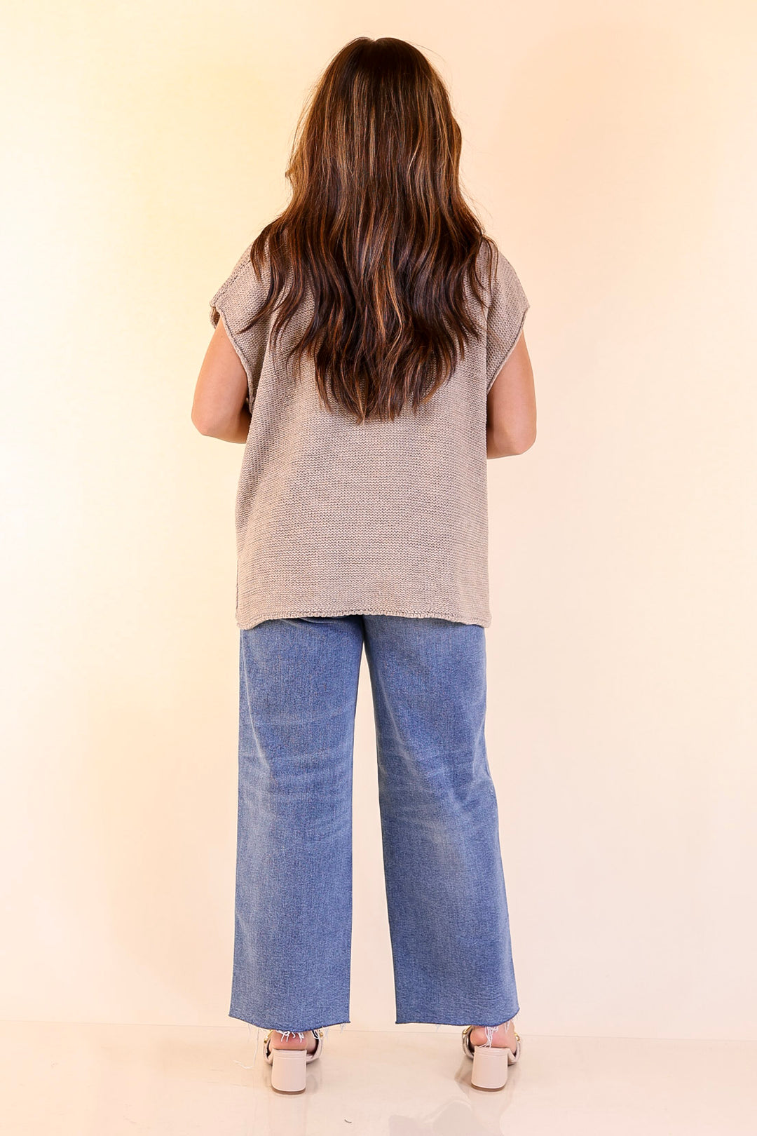 Forever Favorite Oversized Crew Neck Sweater Vest in Light Mocha