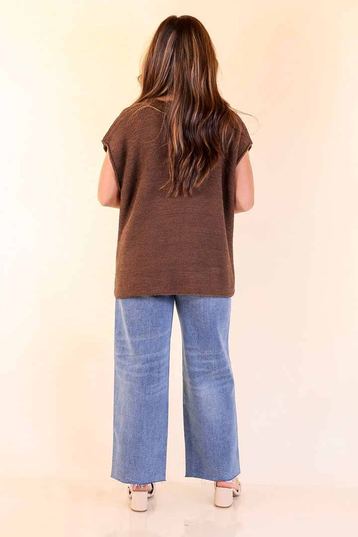 Forever Favorite Oversized Crew Neck Sweater Vest in Brown