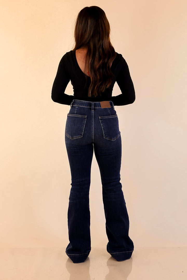 Judy Blue | Timeless Edge Trouser Flare Jean in Dark Wash