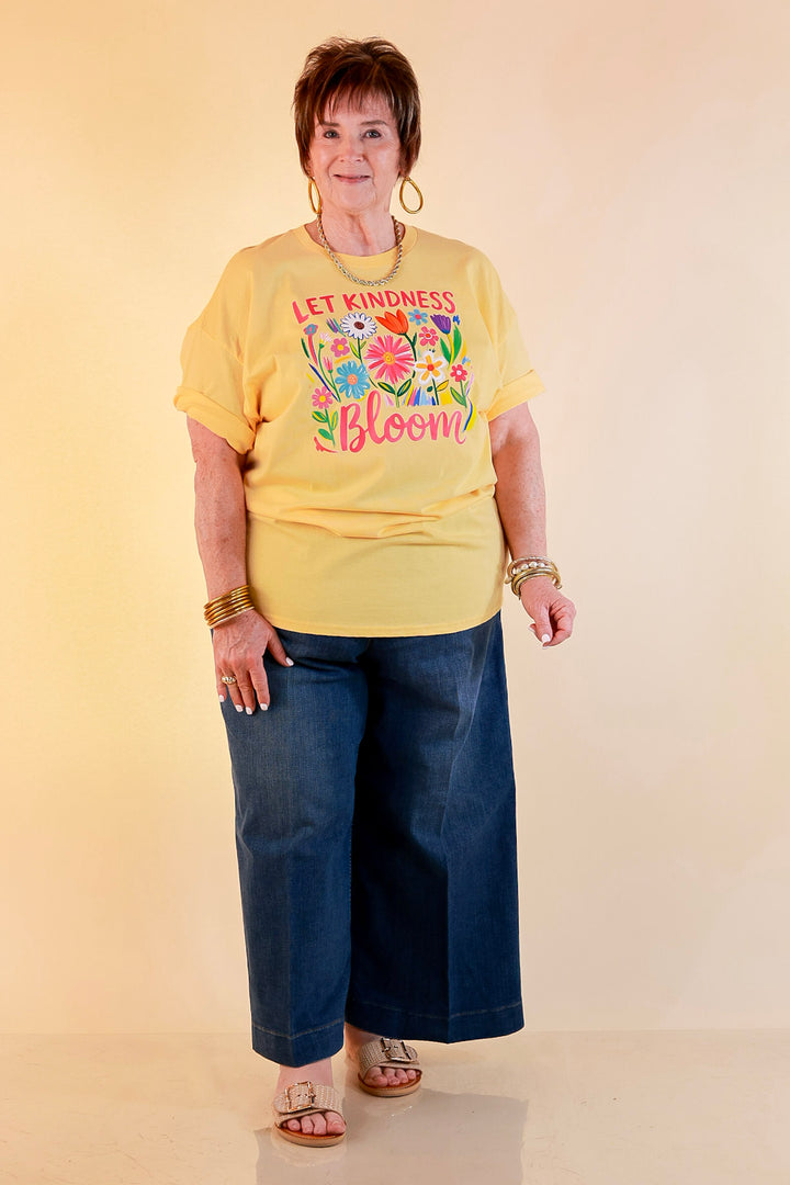 Rooted in Kindness "Let Kindness Bloom" Short Sleeve Graphic Tee in Butter Yellow