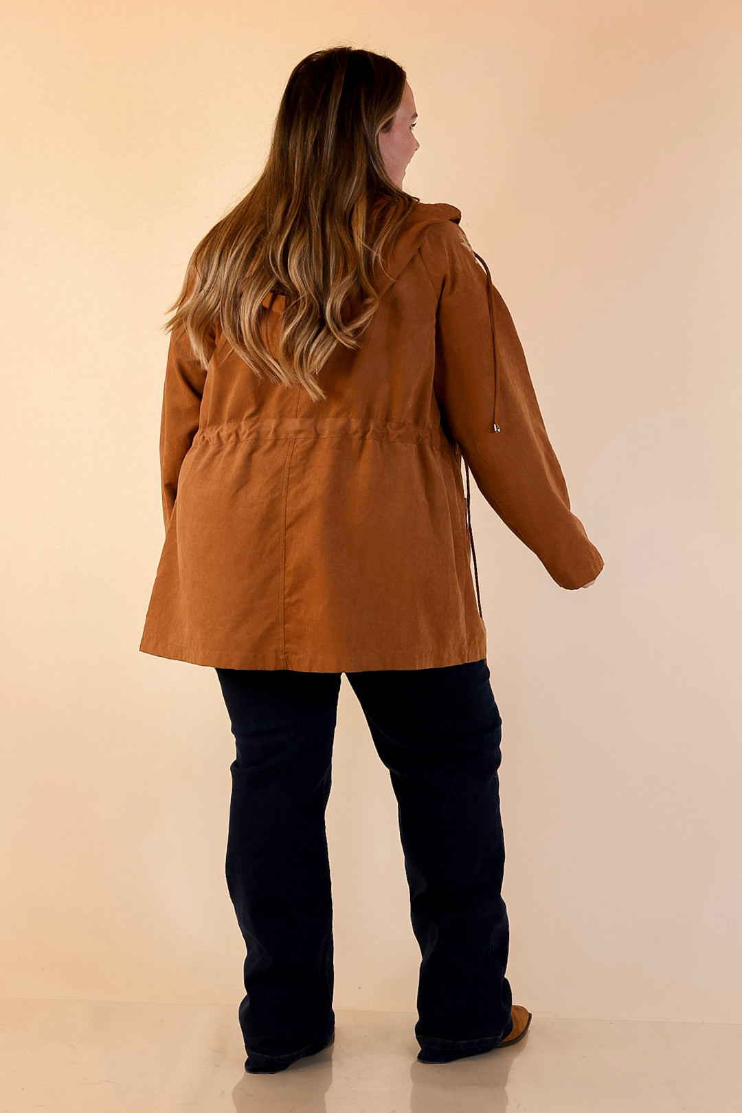 Fill Up Your Cup Embroidered Suede Utility Jacket in Tan