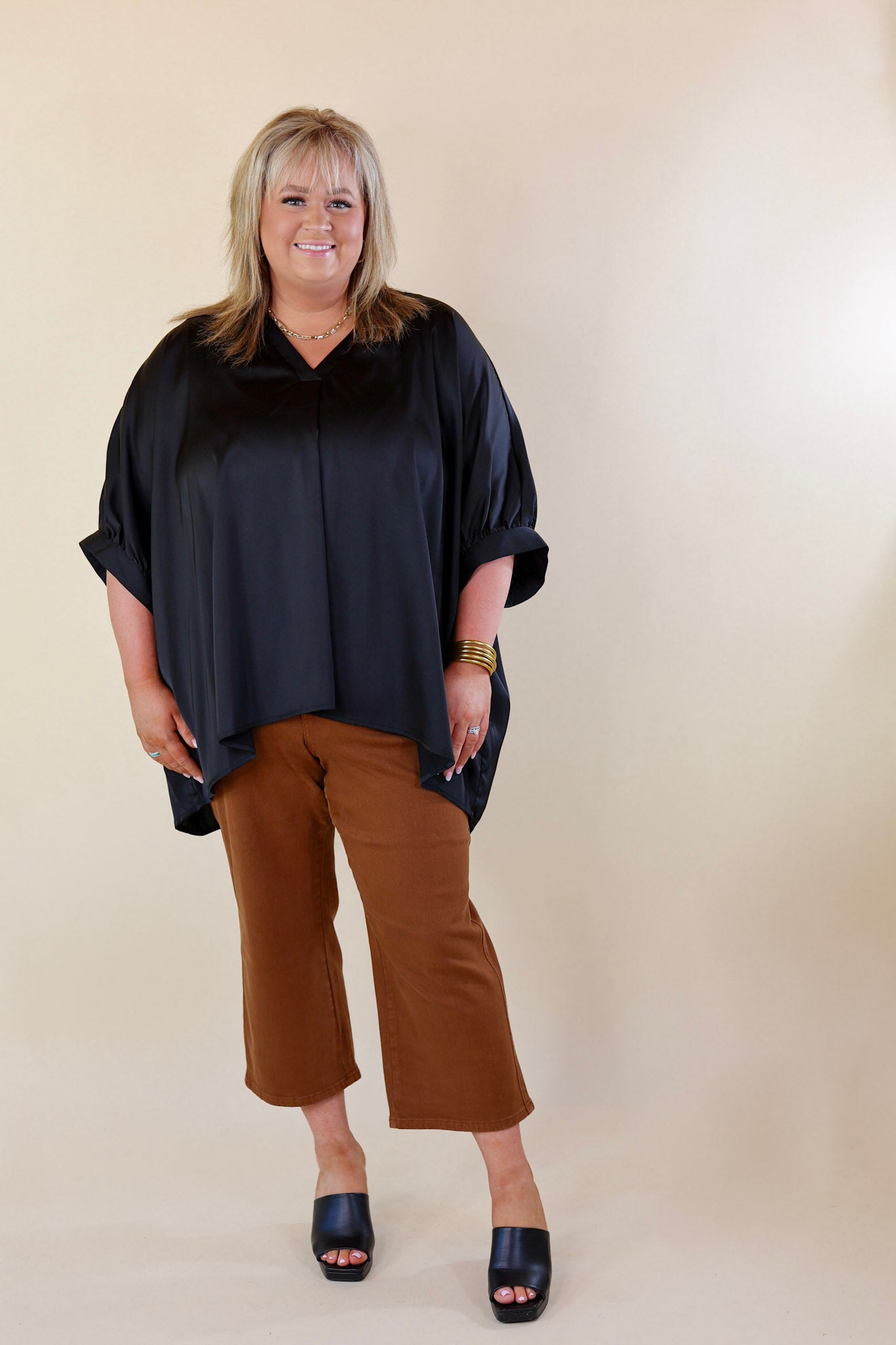 Irresistibly Chic Half Sleeve Oversized Blouse in Black - Giddy Up Glamour Boutique