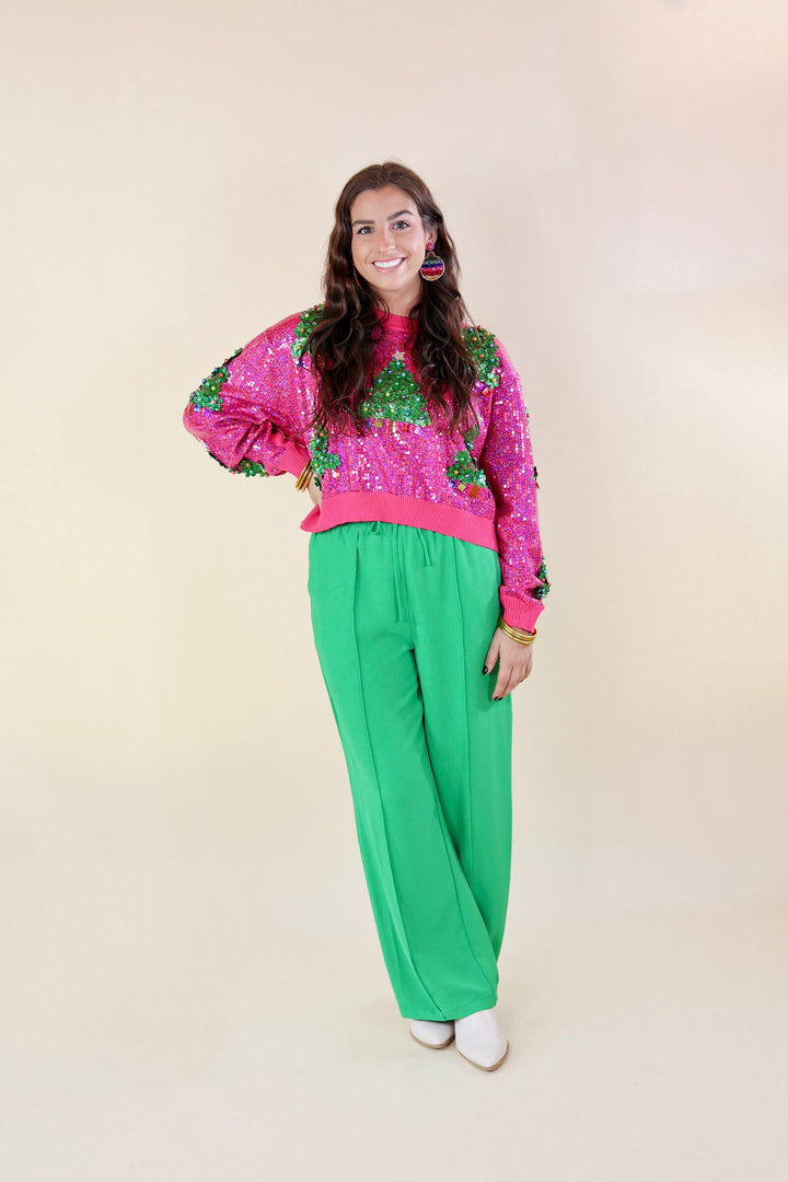 Bossy Business Drawstring Trouser Pants with Pockets in Green - Giddy Up Glamour Boutique