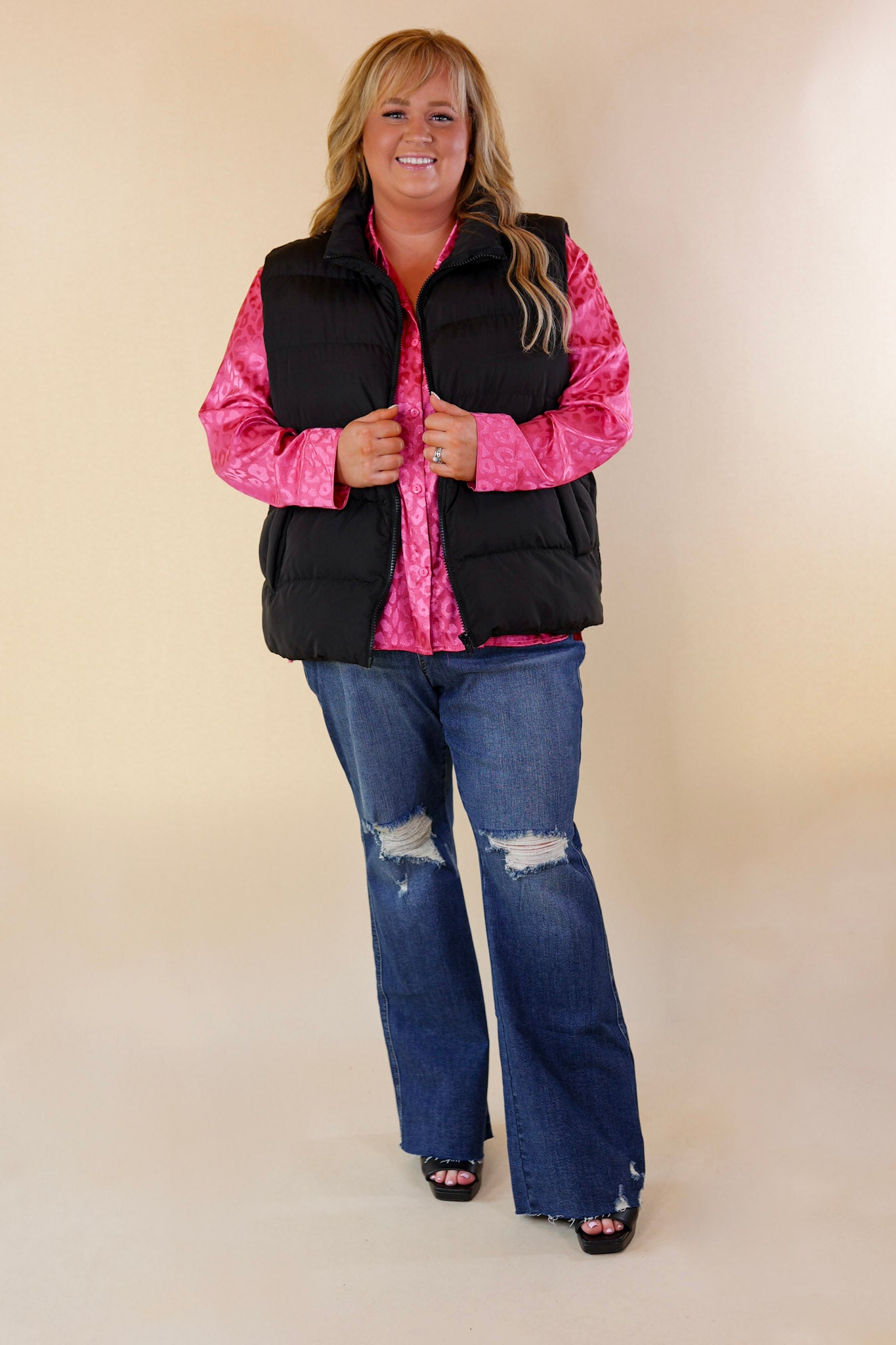 Whispering Pines Puffer Vest in Black - Giddy Up Glamour Boutique