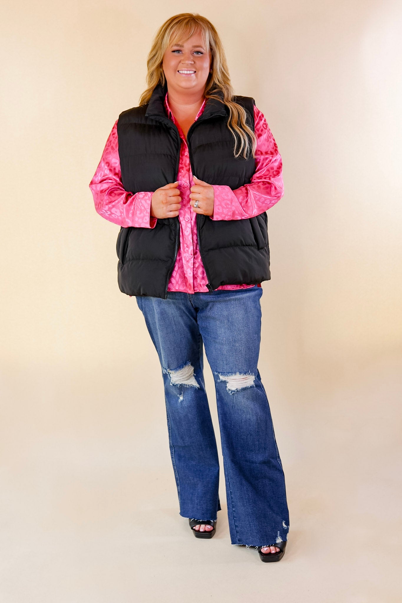 Whispering Pines Puffer Vest in Black