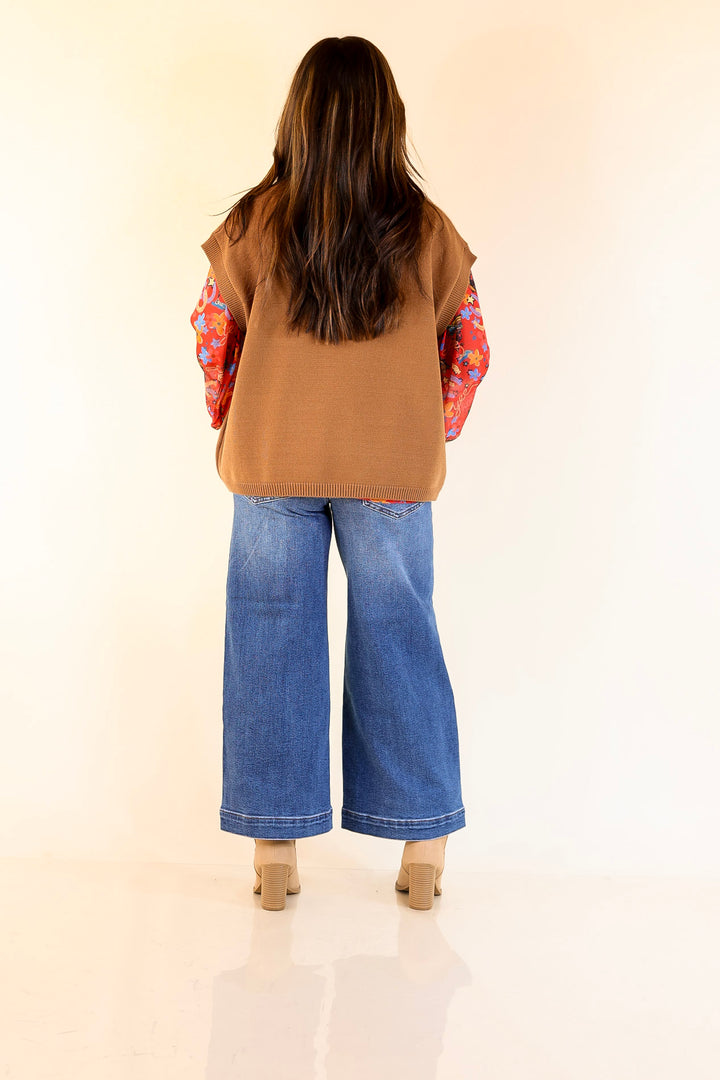 Effortlessly Yours Short Sleeve Crew Neck Sweater in Camel Brown