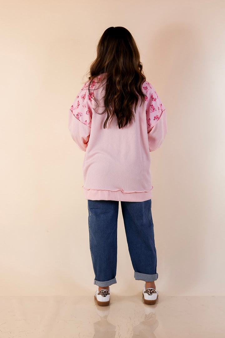 Simply Southern | Polished to a Tee Floral Patch Ribbed Long Sleeve Top in Pink