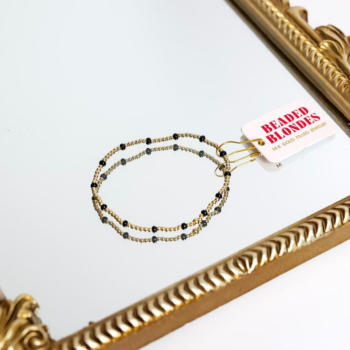 Beaded Blondes | Black Dainty Poppi Bracelet in Gold