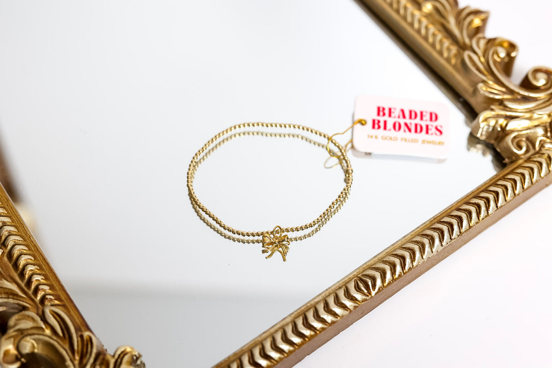 Beaded Blondes | Gold Bow Charm Bracelet