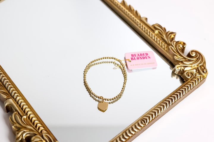 Beaded Blondes | Gold Heart Locket Charm Bracelet
