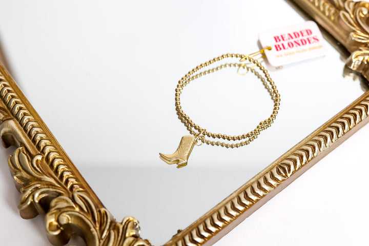 Beaded Blondes | Gold Cowgirl Boot Charm Bracelet