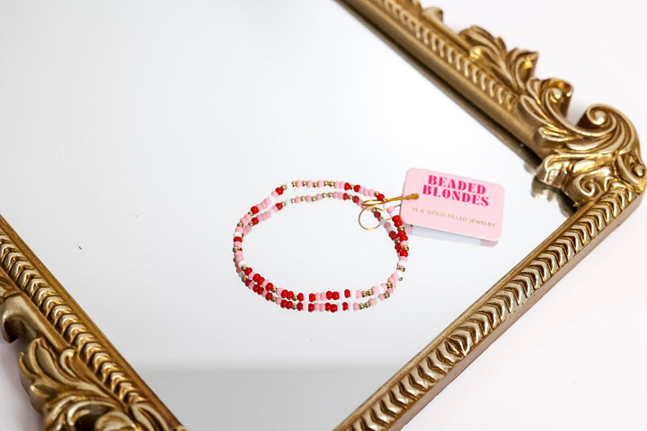 Beaded Blondes | Red, Pink and White Sprinkle