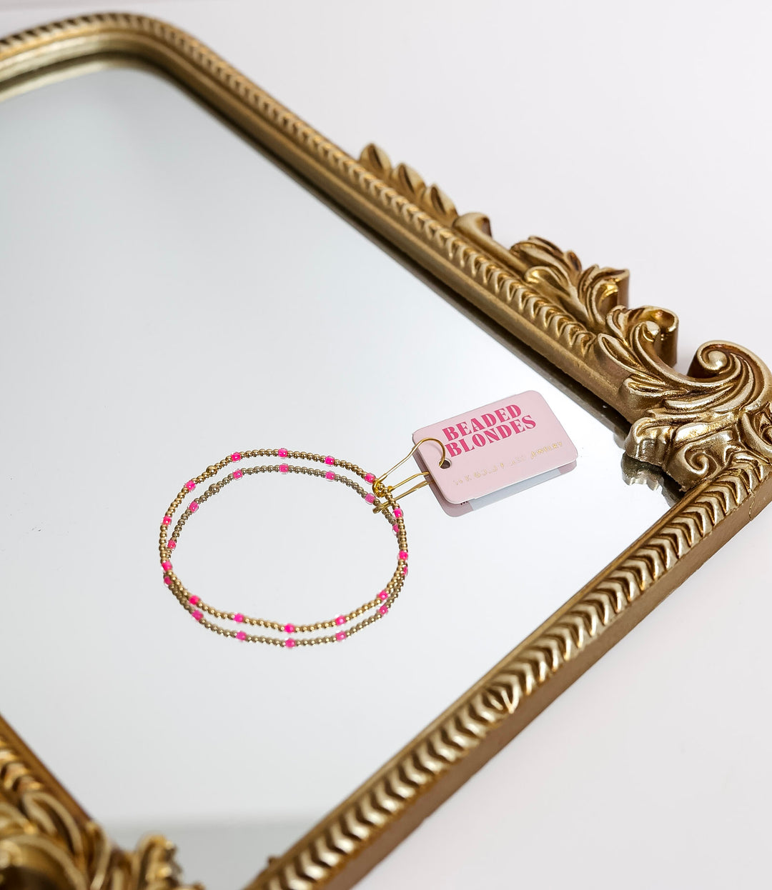 Beaded Blondes | Hot Pink Dainty Poppi Bracelet in Gold