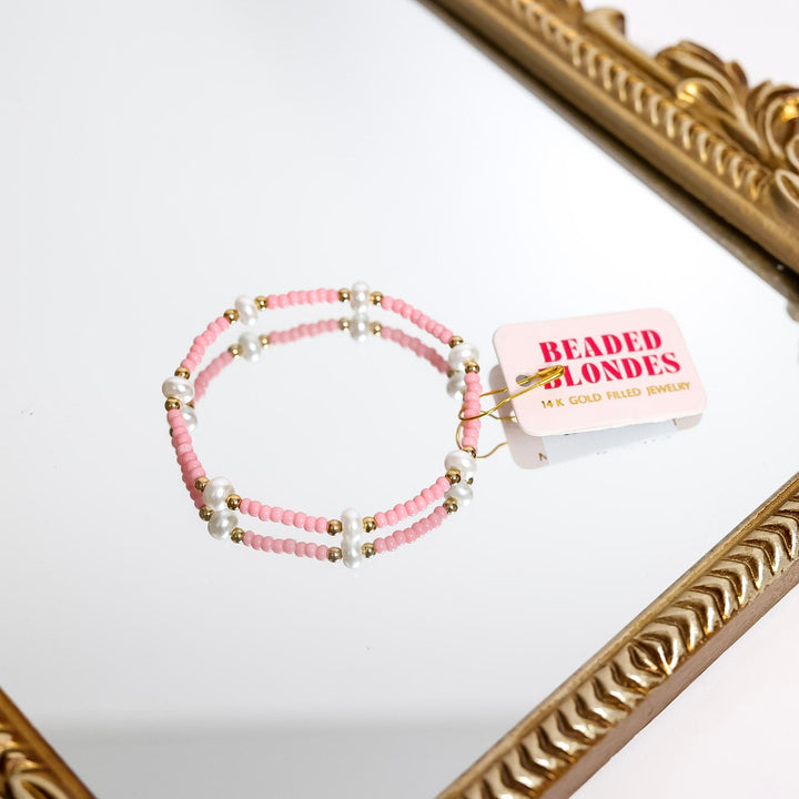 Beaded Blondes | Pastel Pink Pearl Bracelet