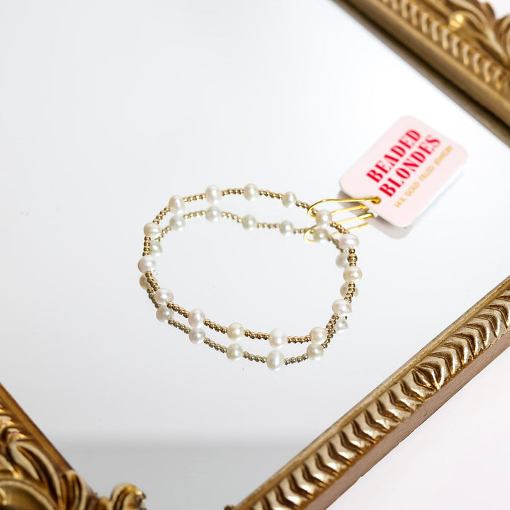 Beaded Blondes | Lolo Gold Beaded Bracelet with Freshwater Pearls