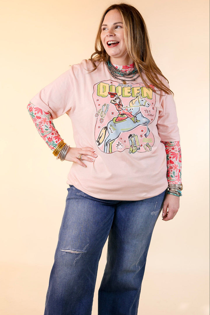 XOXO Art & Co | Rodeo Queen Short Sleeve Graphic Tee in Faded Pink