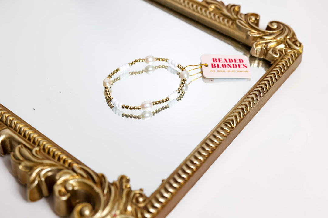 Beaded Blondes | White Pearl Poppi Bracelet