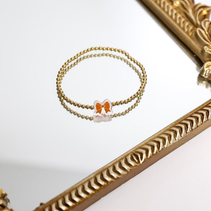 Beaded Blondes | Orange & White Gameday Bow Bracelet