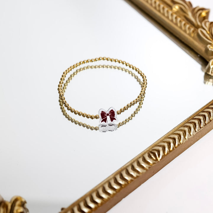 Beaded Blondes | Maroon & White Gameday Bow Bracelet