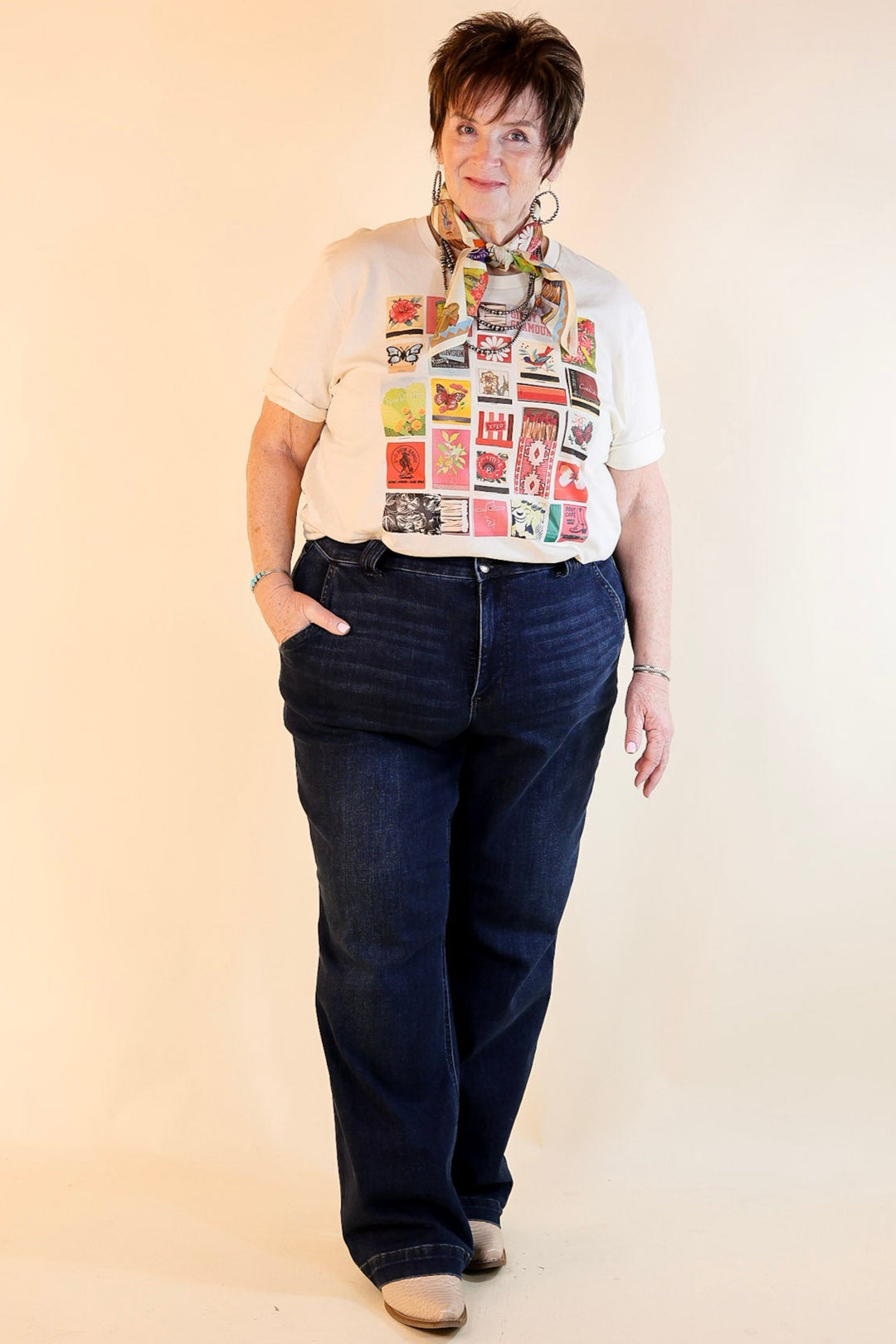 XOXO Art & Co | Matchbooks Short Sleeve Graphic Tee in Natural Cream