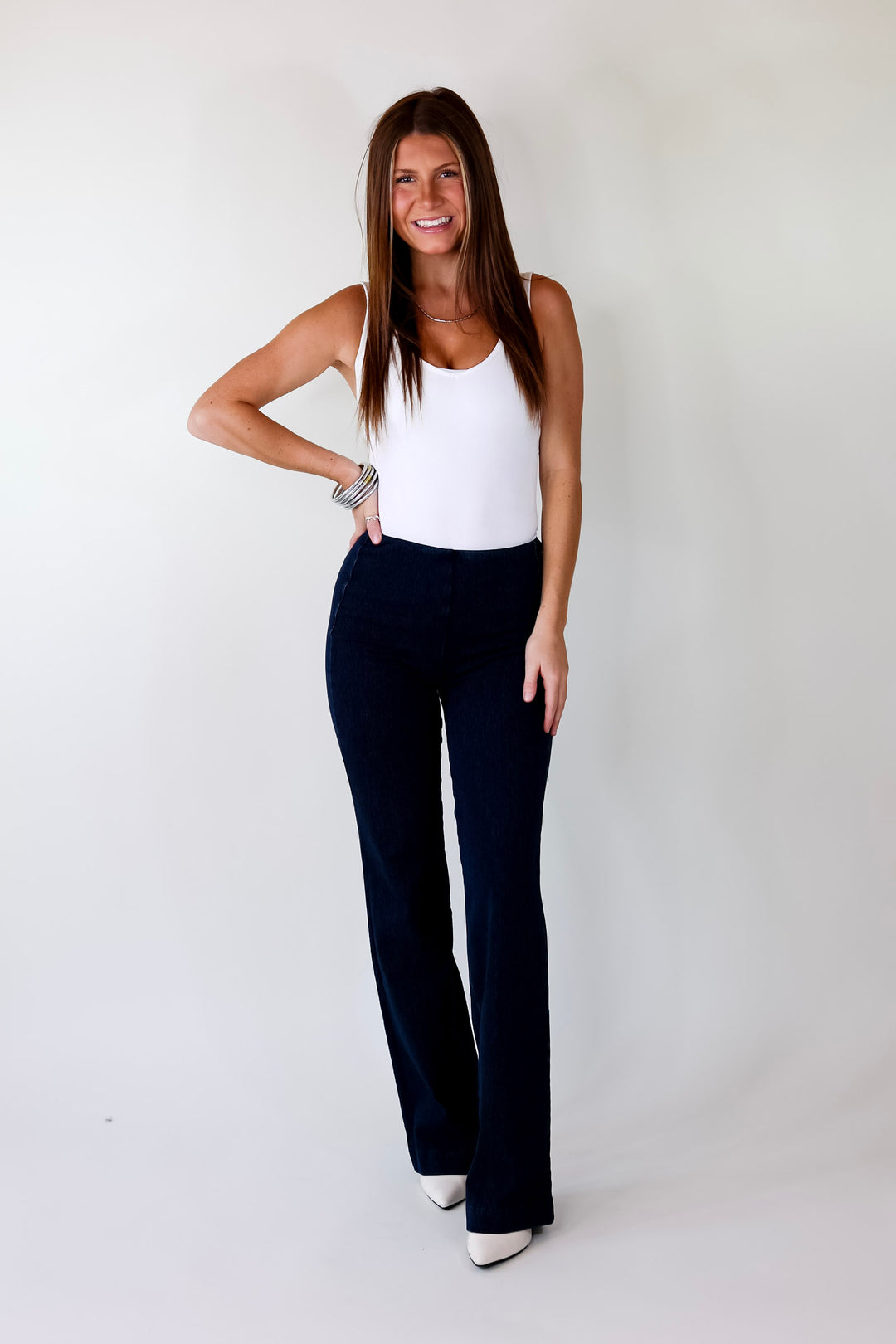 Lyssé | Denim Wide Leg Trouser Jeans in Indigo - Giddy Up Glamour Boutique