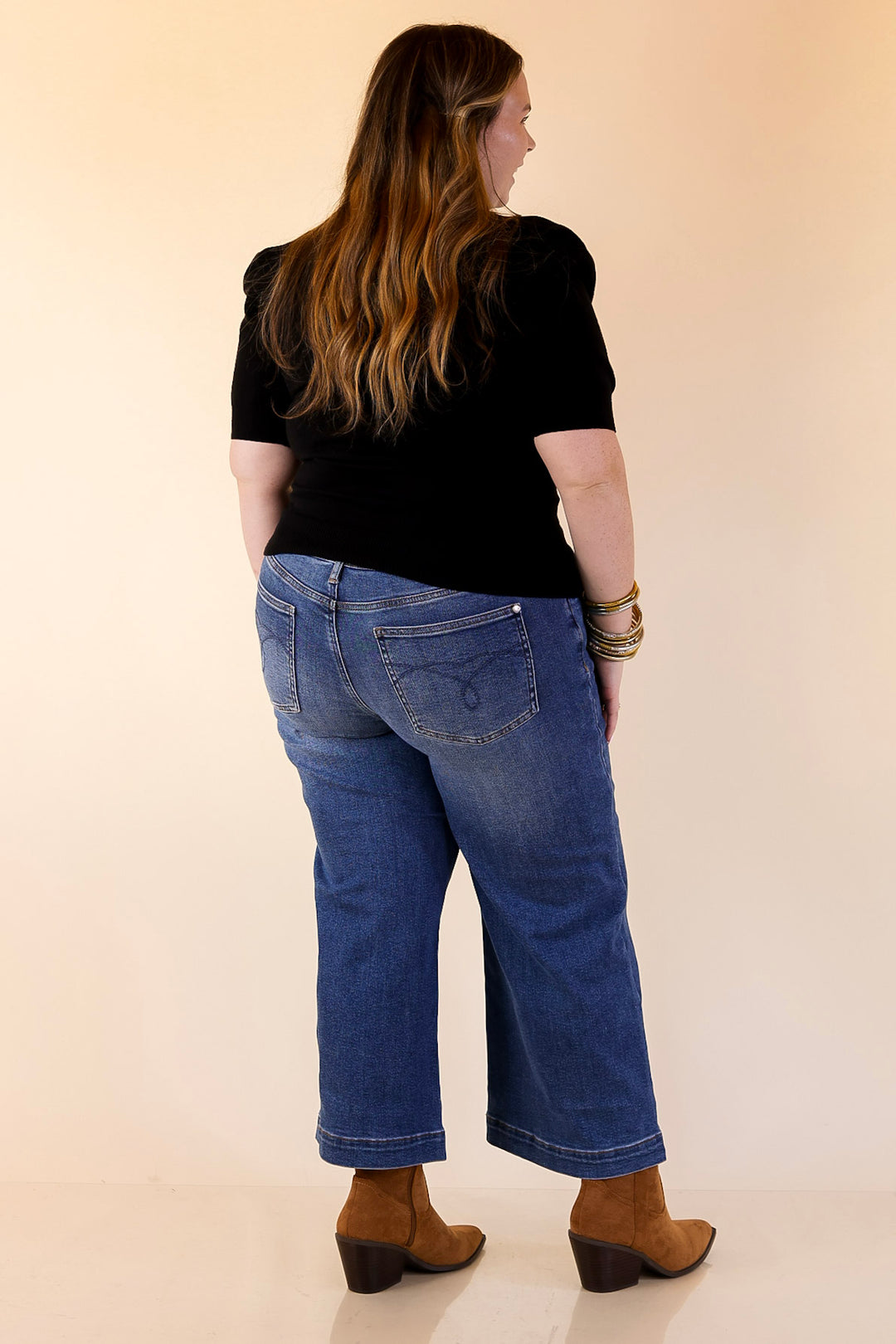 Sweet Sophistication Puff Short Sleeve Knit Sweater with Scoop Neck in Black