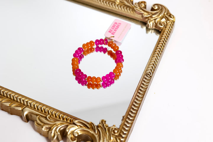 Beaded Blondes | Magenta and Orange Colorblock Gemstone Bracelet