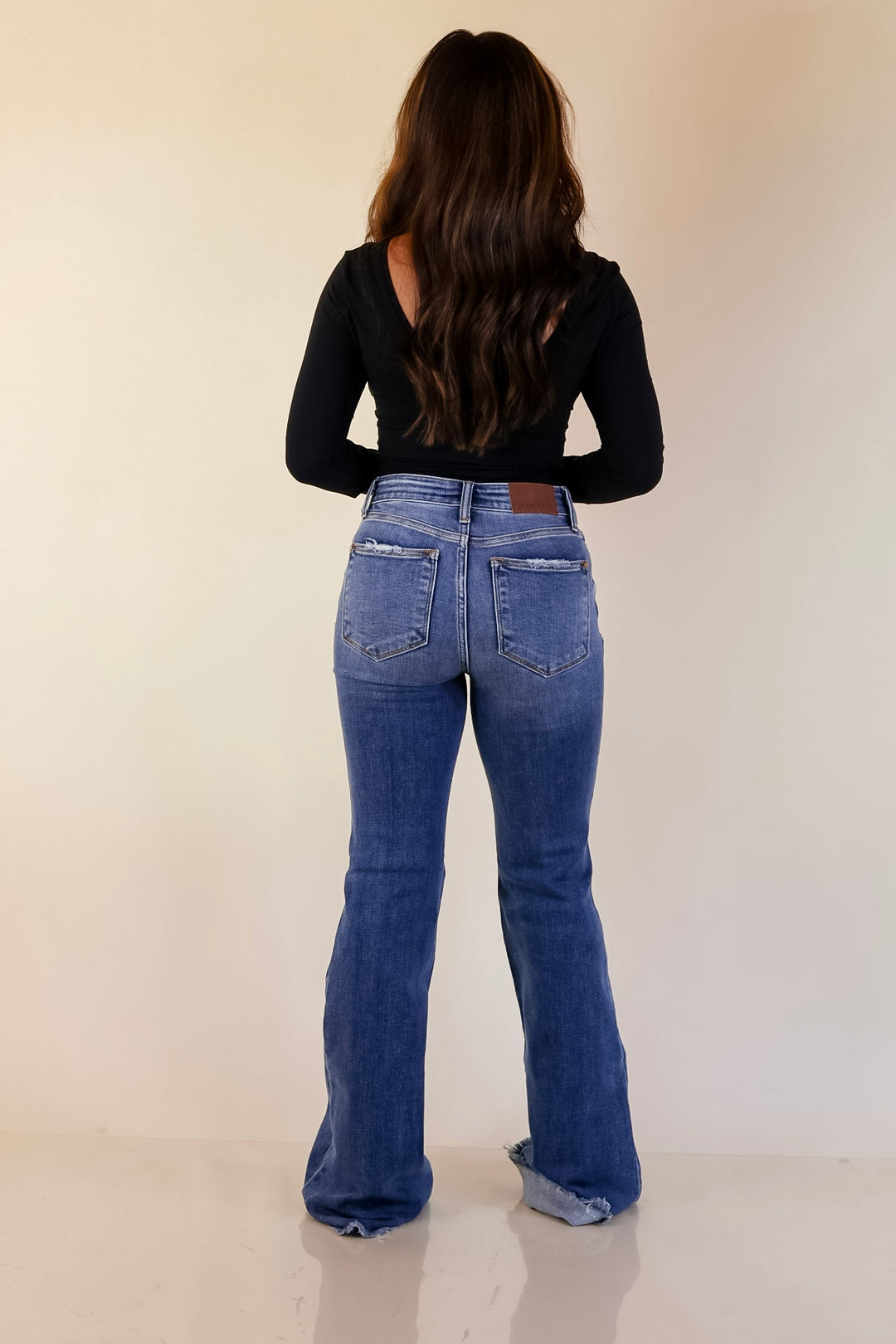 Judy Blue | The Statement Pair Button Fly Flare Jean in Medium Wash